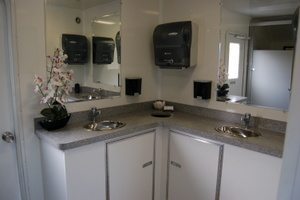 Ten Stall Portable Restroom Interior