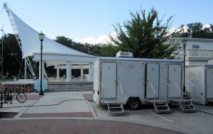 Portable restroom trailers for fund raising events