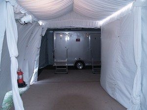 Luxury portable restrooms inside of tent